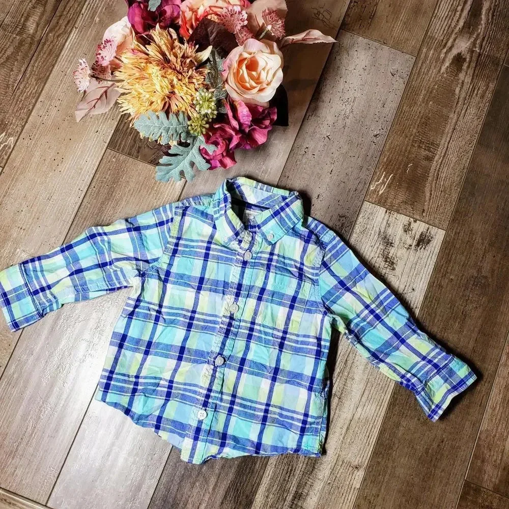 Dressed Up by Gymboree Boys Plaid Long Sleeve Button-Up Dress Shirt Size 18-24M